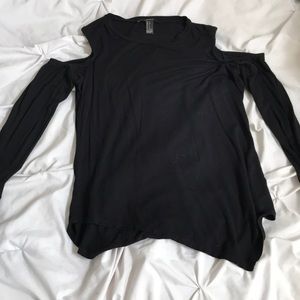black long sleeved cold shoulder top